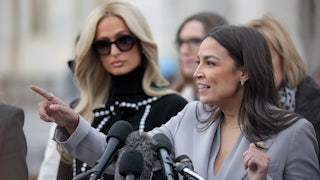 AOC at a press conference in DC