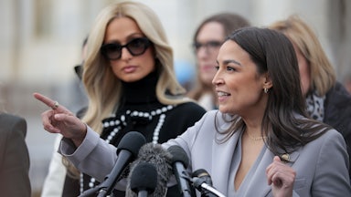 AOC at a press conference in DC