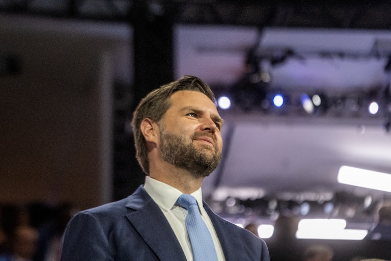 J.D. Vance looks up at the Republican National Convention