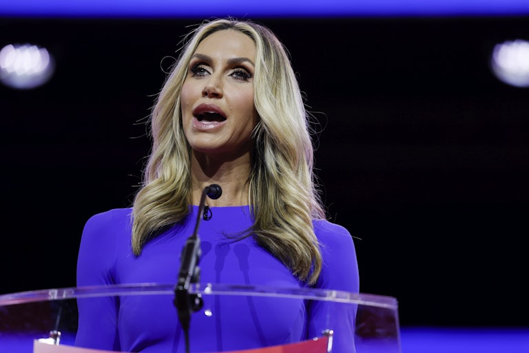 Lara Trump speaking at a lectern