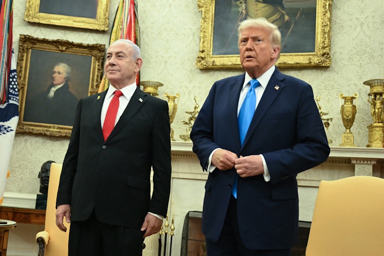Israeli Prime Minister Benjamin Netanyahu and Donald Trump in the Oval Office of the White House