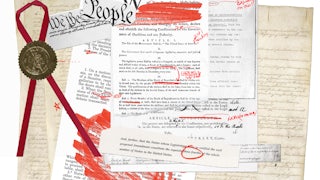 A collage of documents from the founding of the United States