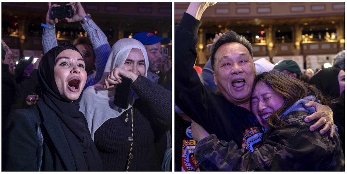 Supporters celebrate the moment the race was called for Mamdani