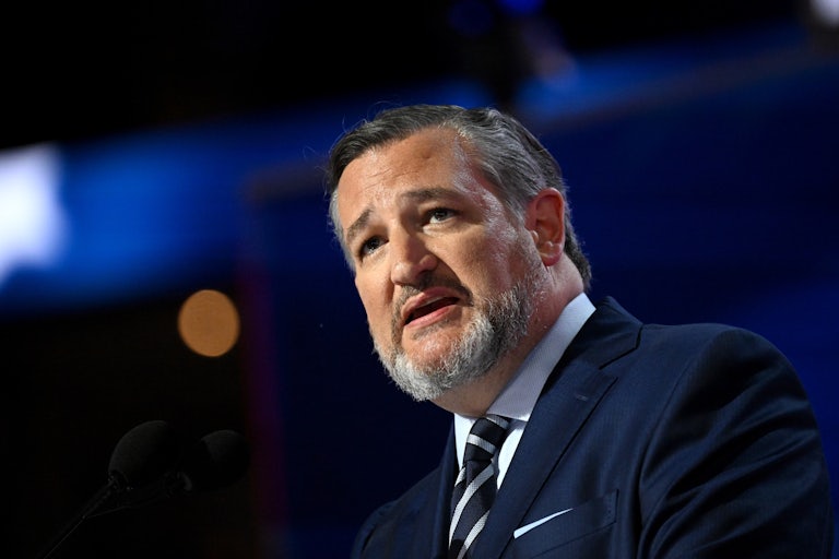 Ted Cruz looks up while speaking during the republican National Convention