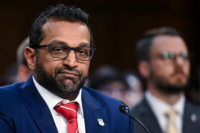 Kash Patel makes a silly face