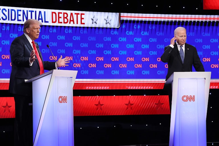 Donald Trump and Joe Biden on the debate stage