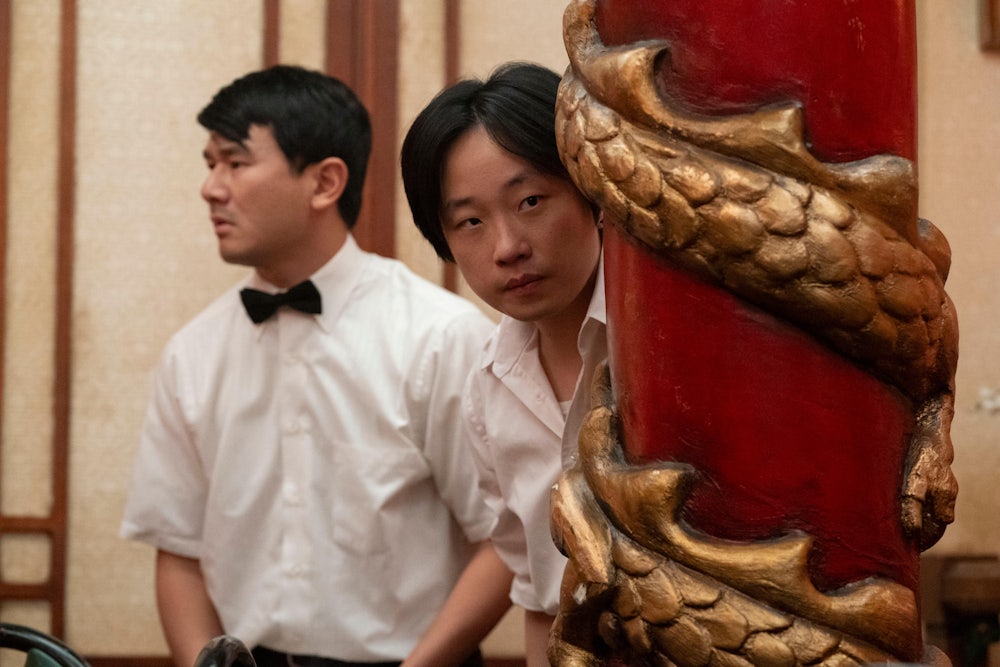 Fatty Choi (Ronny Chieng) and Willis Wu (Jimmy O. Yang star in Hulu's new series “Interior Chinatown,” where a Chinatown waiter finds himself in a mystery.