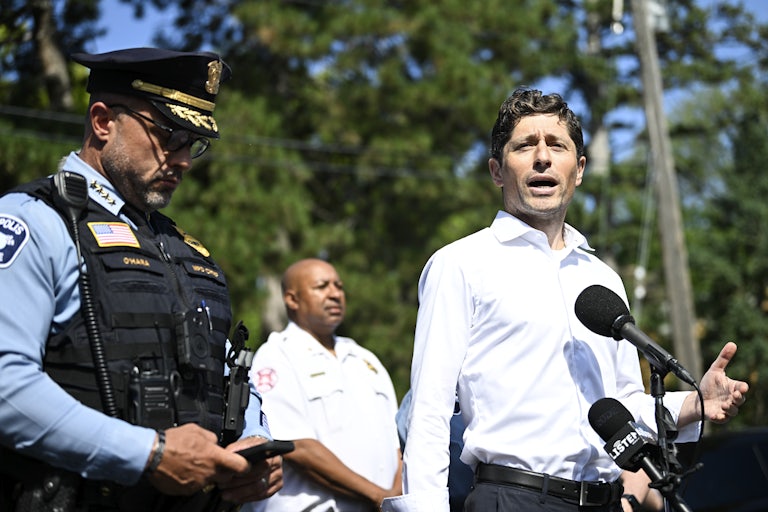Minneapolis Mayor Jacob Frey speaks after the shooting at Annunciation Catholic Church.