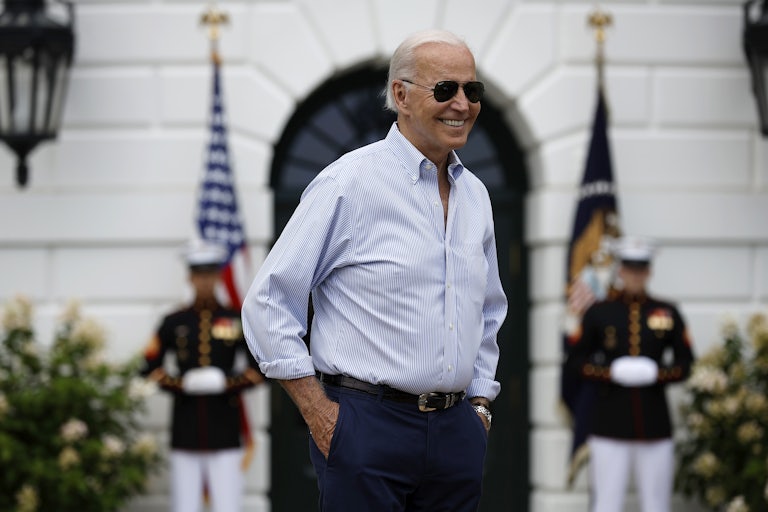 Joe Biden smiles.