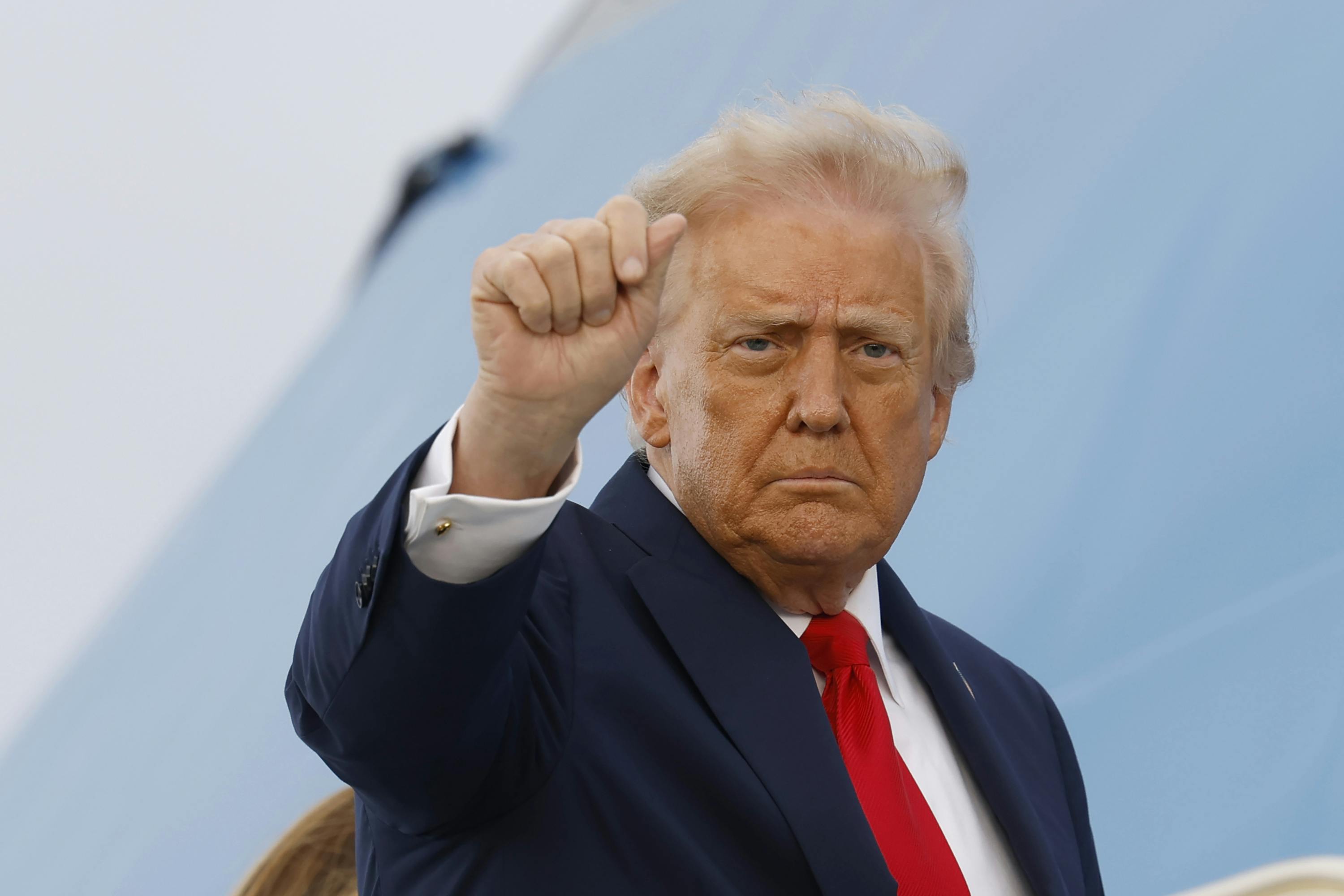 Donald Trump raises his fist