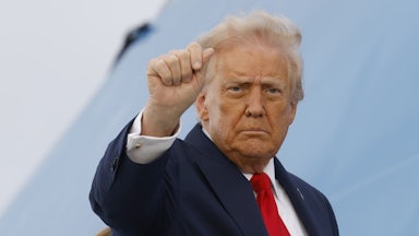 Donald Trump raises his fist