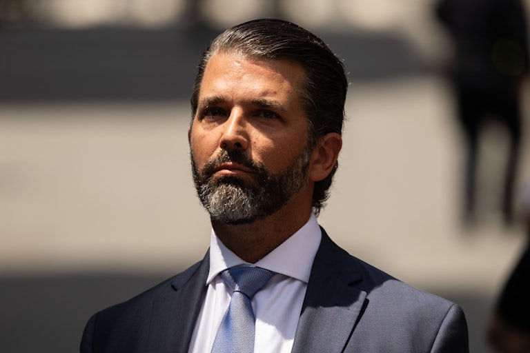 Donald Trump Jr. looks up