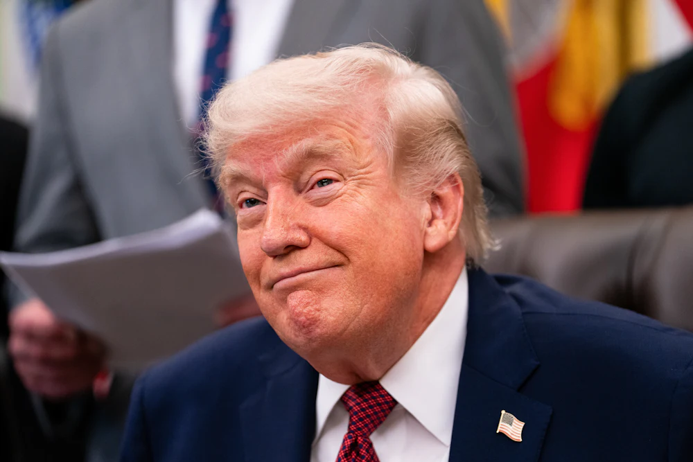 Donald Trump grins