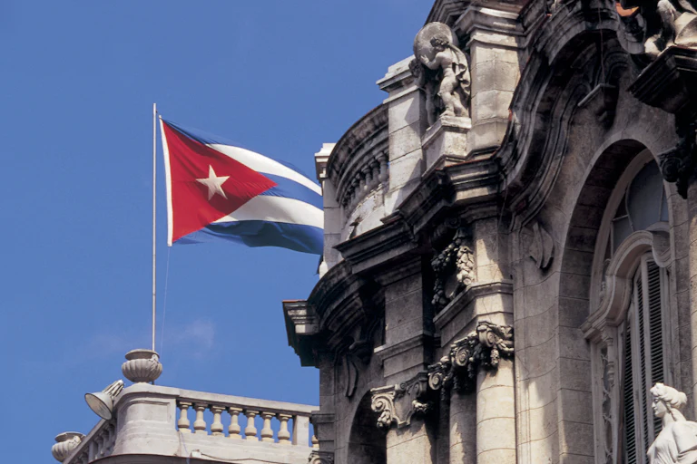 The Cuban flag flies in Havana