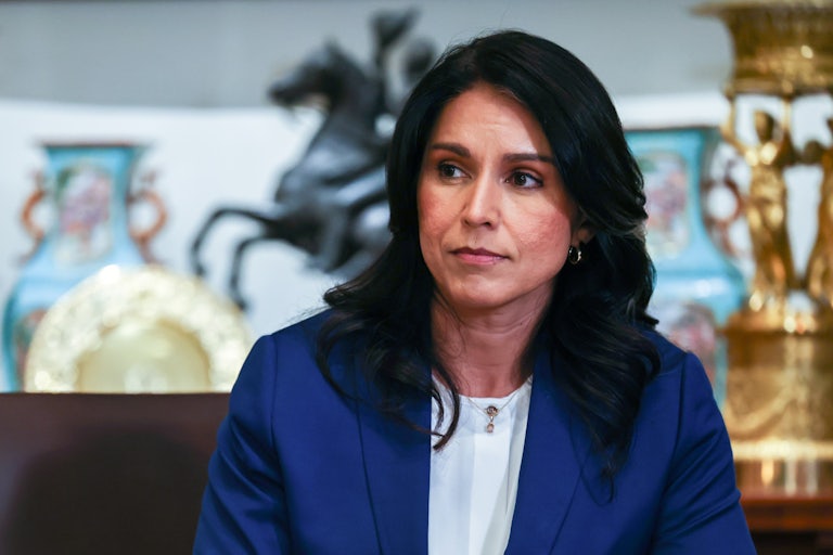 Director of National Intelligence Tulsi Gabbard sits in Donald Trump’s Cabinet meeting