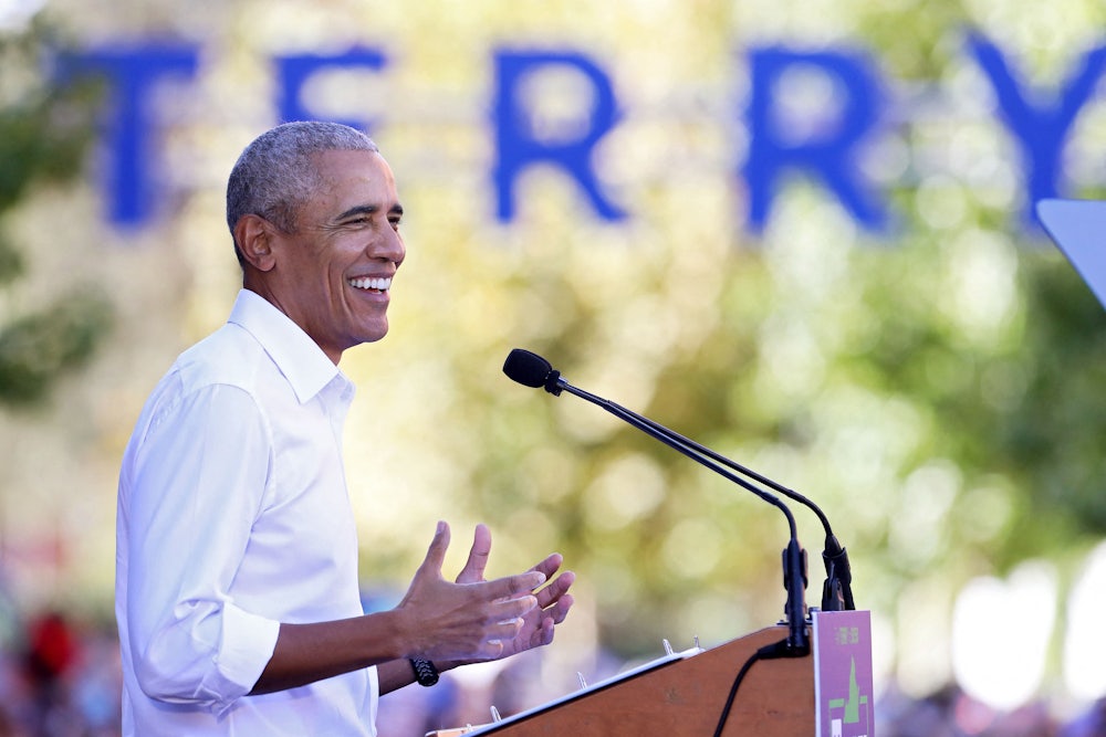 Former US President Barack Obama campaigns for Virginia Democratic gubernatorial candidate Terry McAuliffe at a campaign rally in Richmond, Virginia
