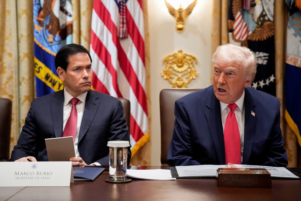 Marco Rubio and Donald Trump during a cabinet meeting at the White House.