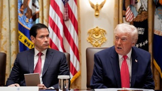 Marco Rubio and Donald Trump during a cabinet meeting at the White House.
