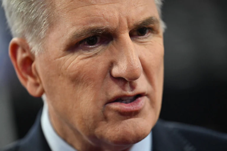 Former House Speaker Kevin McCarthy speaks.