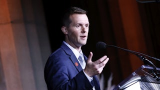 A close up of President Joe Biden's face.