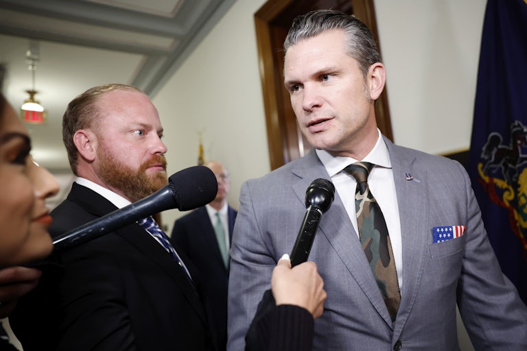 Pete Hegseth speaks to reporters on Capitol Hill