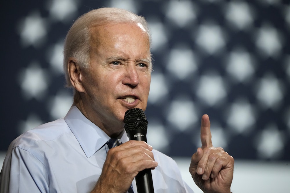 Joe Biden speaks during a rally hosted by the Democratic National Committee in Rockville, Maryland.