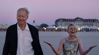 Stellan Skarsgard and Elle Fanning in a scene from Joachim Trier’s Sentimental Value