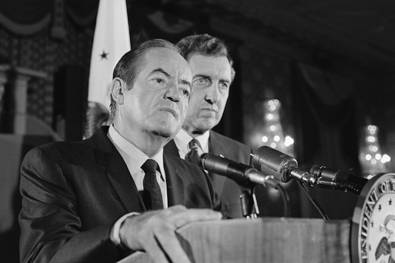 Vice President Hubert Humphrey and his running mate, Senator Edmund Muskie