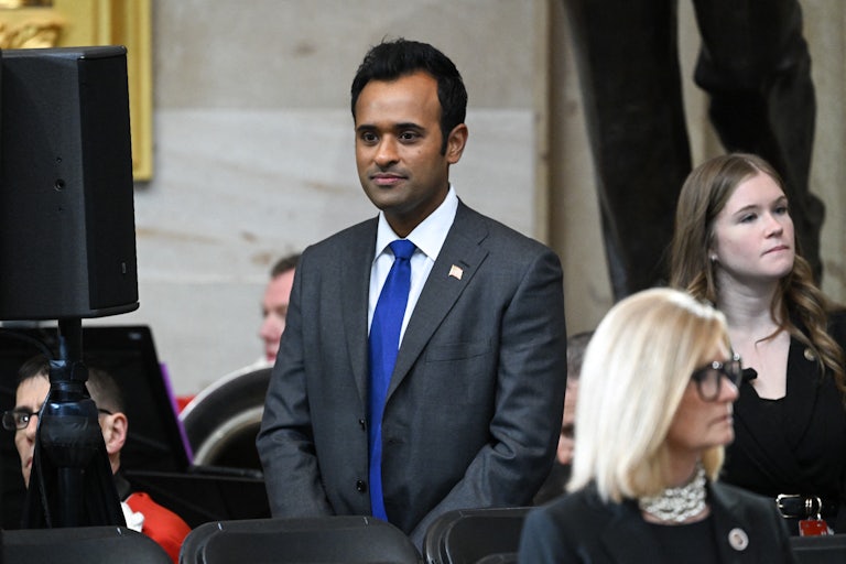 Vivek Ramaswamy stands in the Capitol ahead of Donald Trump's inauguration