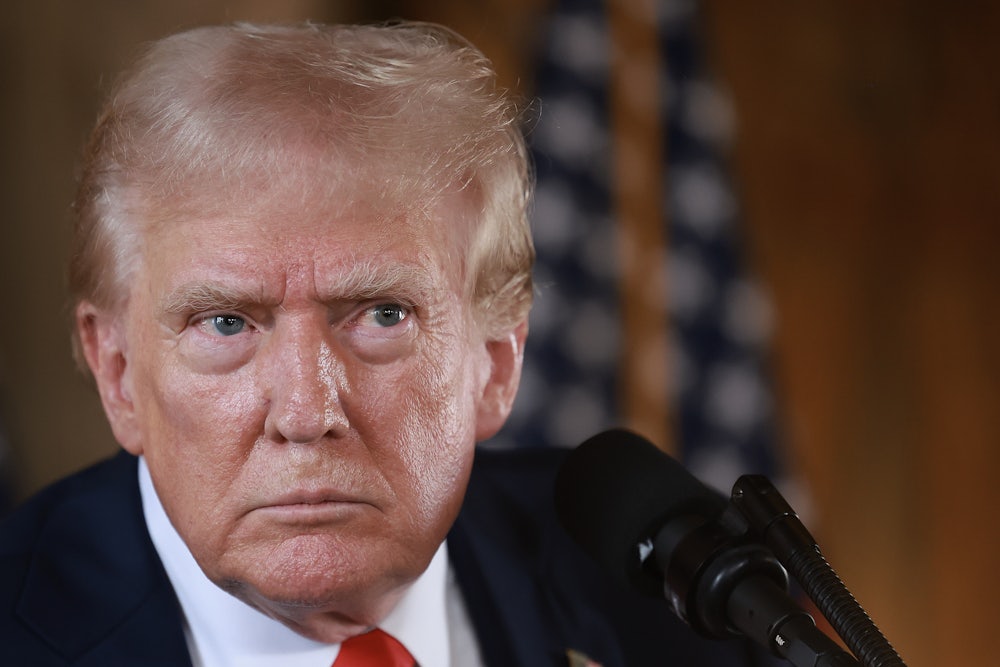 Donald Trump glares and frowns