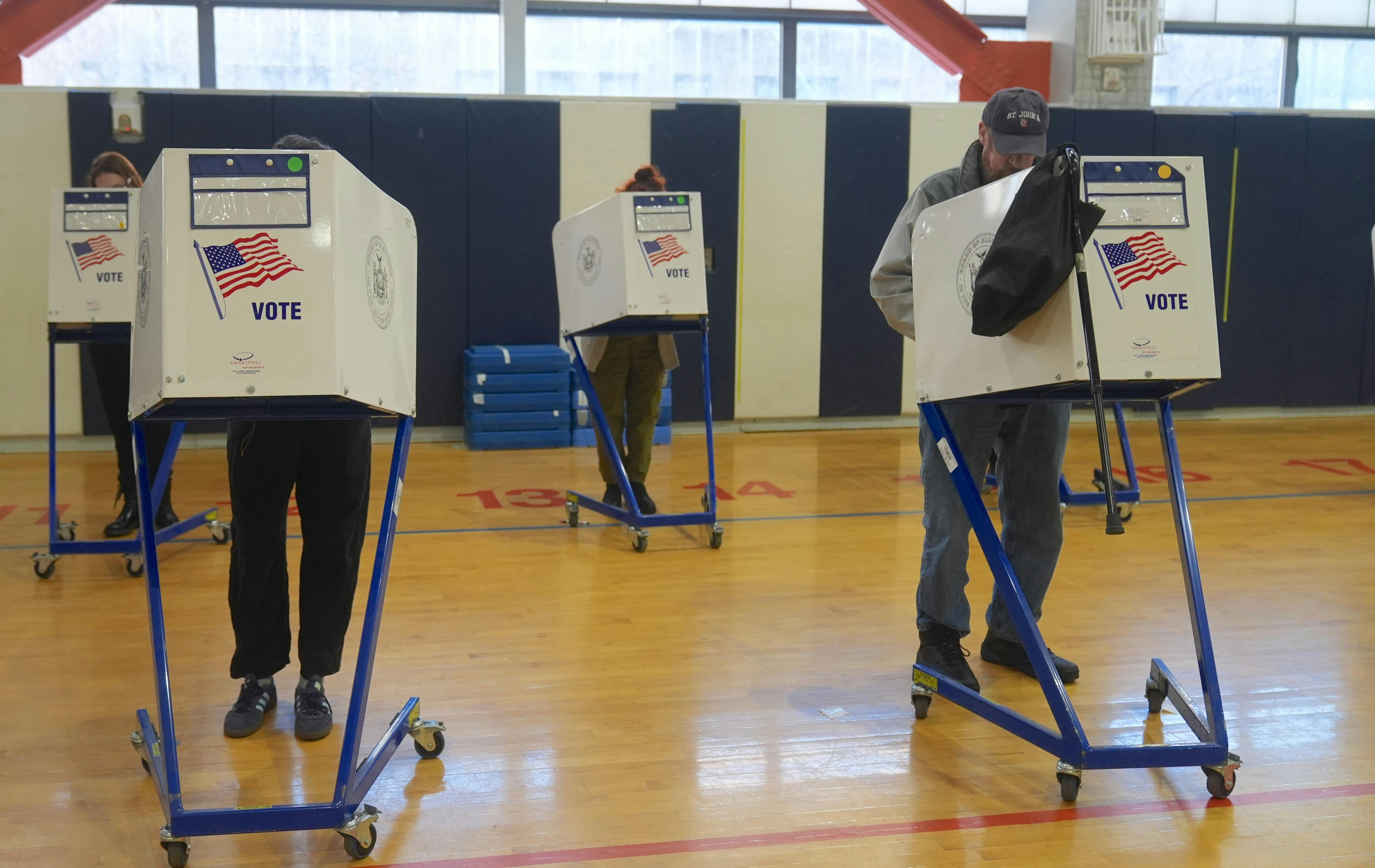 Voters cast their ballots at the polls.