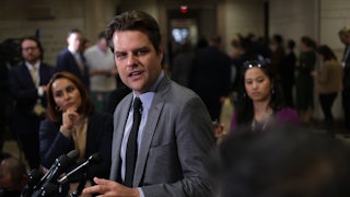 Matt Gaetz speaks to members of the press.
