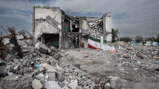 The ruins of a primary school in Iran