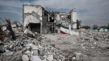The ruins of a primary school in Iran