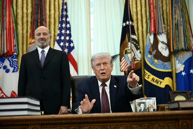 President Donald Trump and Commerce Secretary Howard Lutnick in the Oval Office of the White House