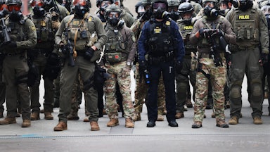Federal agents clash with protesters outside a downtown U.S. Immigration and Customs Enforcement (ICE) facility in Portland, Oregon.