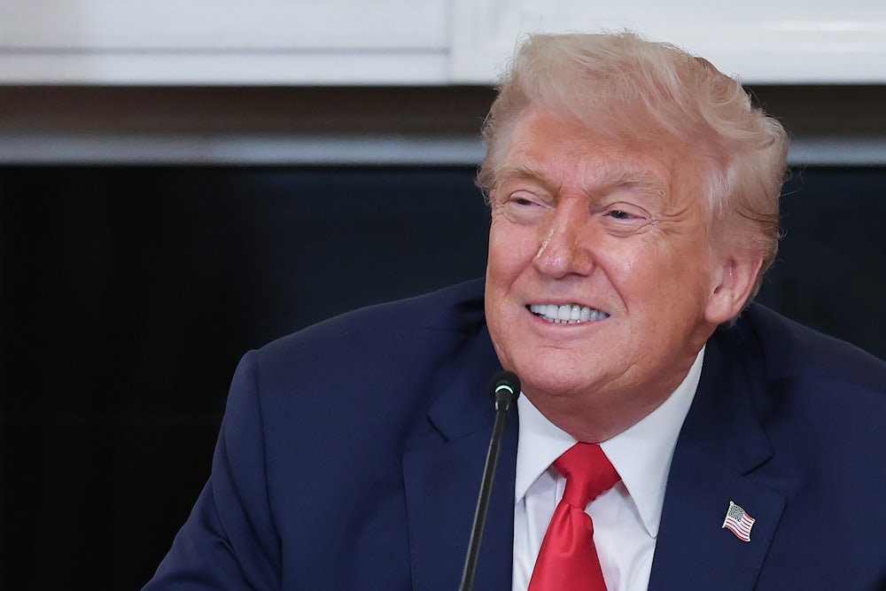 Donald Trump smiles.