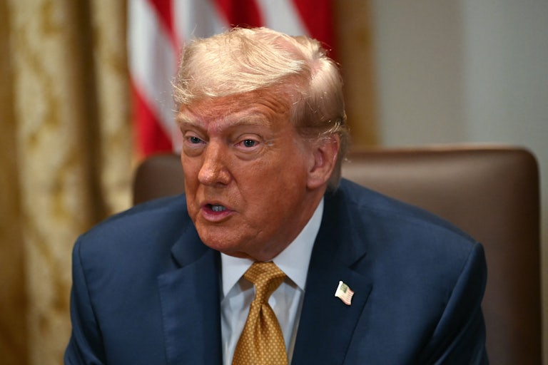 Donald Trump speaks during a Cabinet meeting