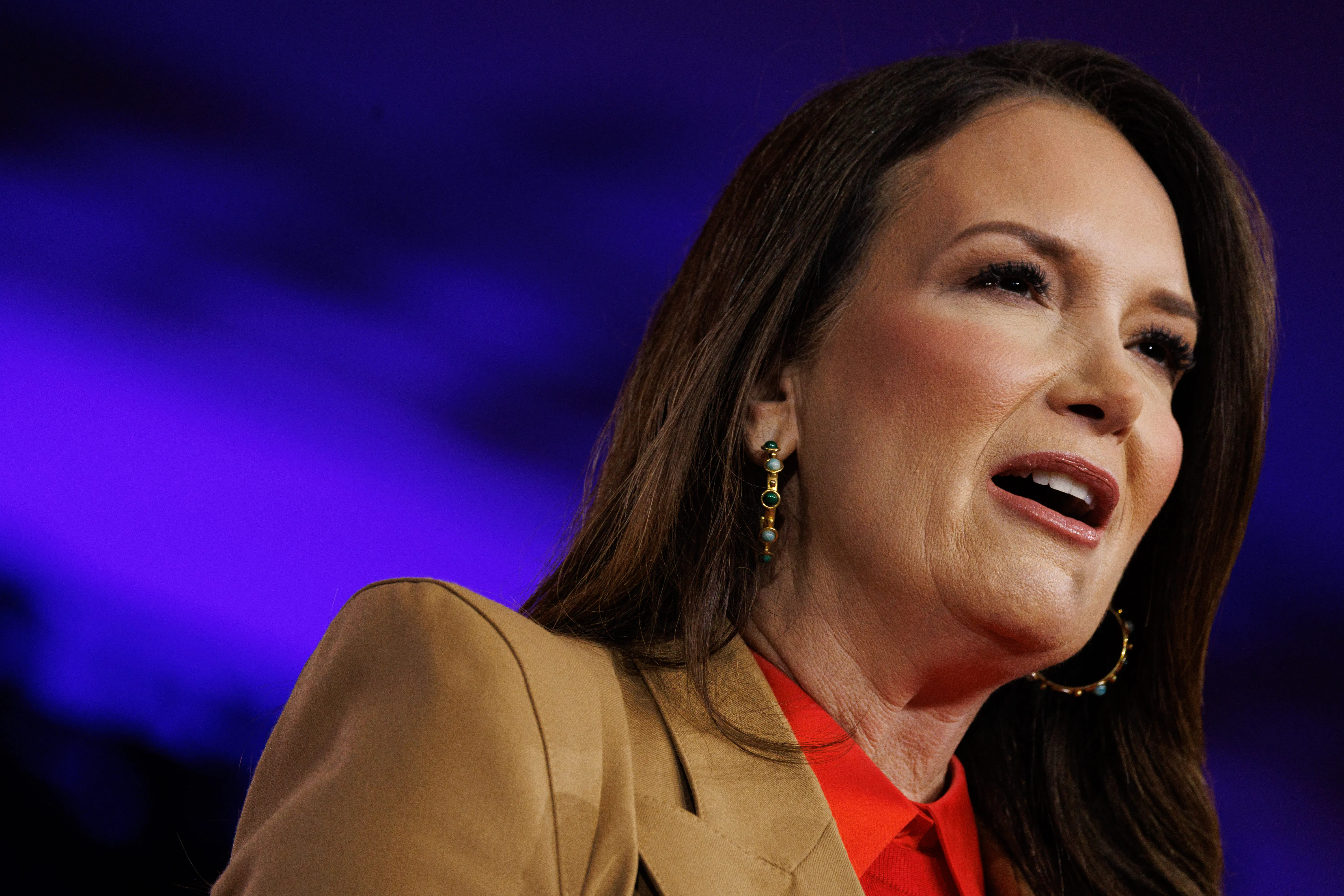 Agriculture Secretary Brooke Rollins speaks onstage at CPAC
