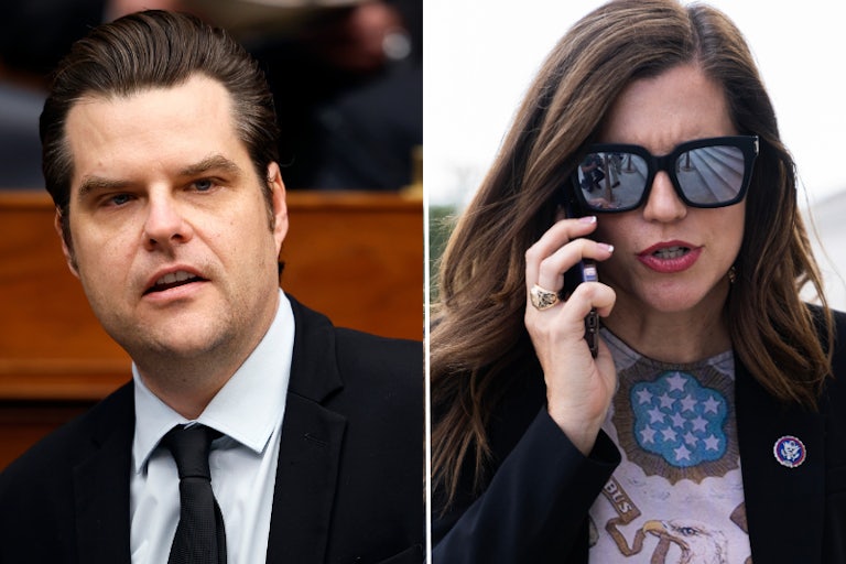 Matt Gaetz and Nancy Mace splitscreen