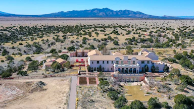 In an aerial view, Jeffrey Epstein’s Zorro Ranch is shown outside of Santa Fe, New Mexico.
