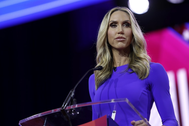 Lara Trump speaks at a lectern