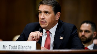 Todd Blanche speaks in his Senate confirmation hearing.