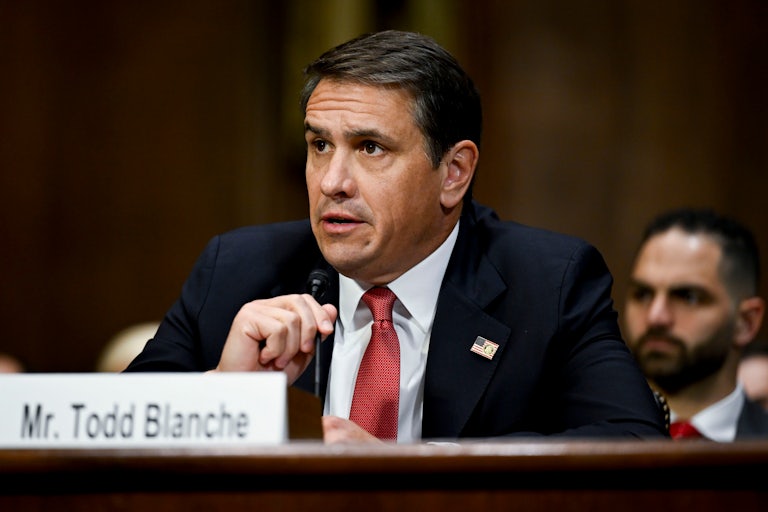 Todd Blanche speaks in his Senate confirmation hearing.